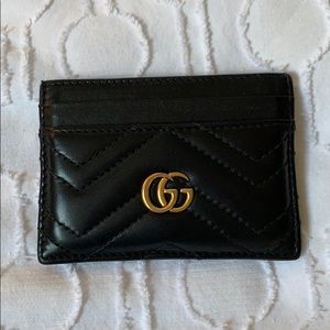 Black leather GG Marmont card case